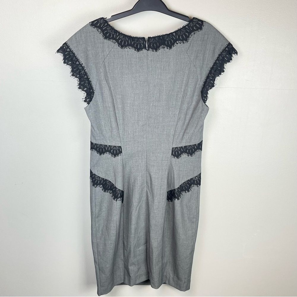 Venus Gray Sheath Dress with Black Lace Detail Size 8 - Picture 2 of 4